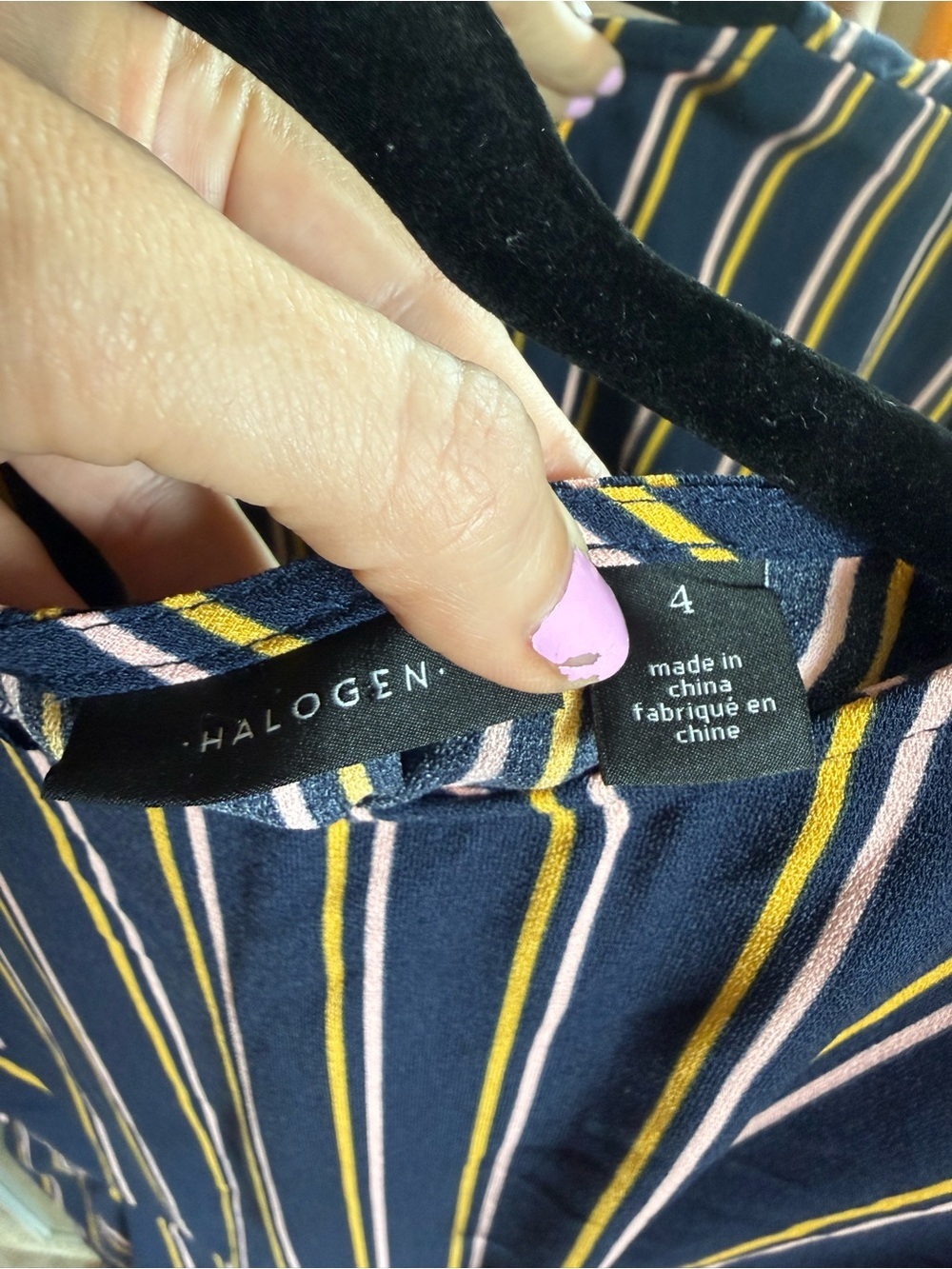 Halogen Striped Navy Tie-Waist Jumpsuit - Picture 4 of 4
